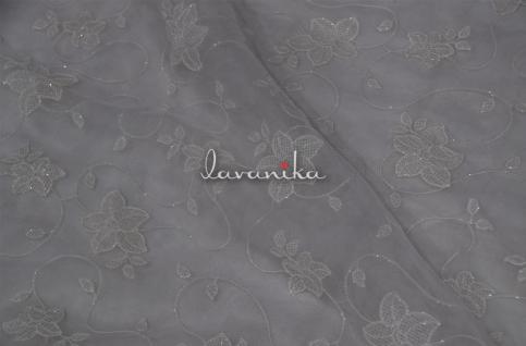 Sequin work, Thread Embroidery on Dyeable Organza Fabric Dno337840RFD